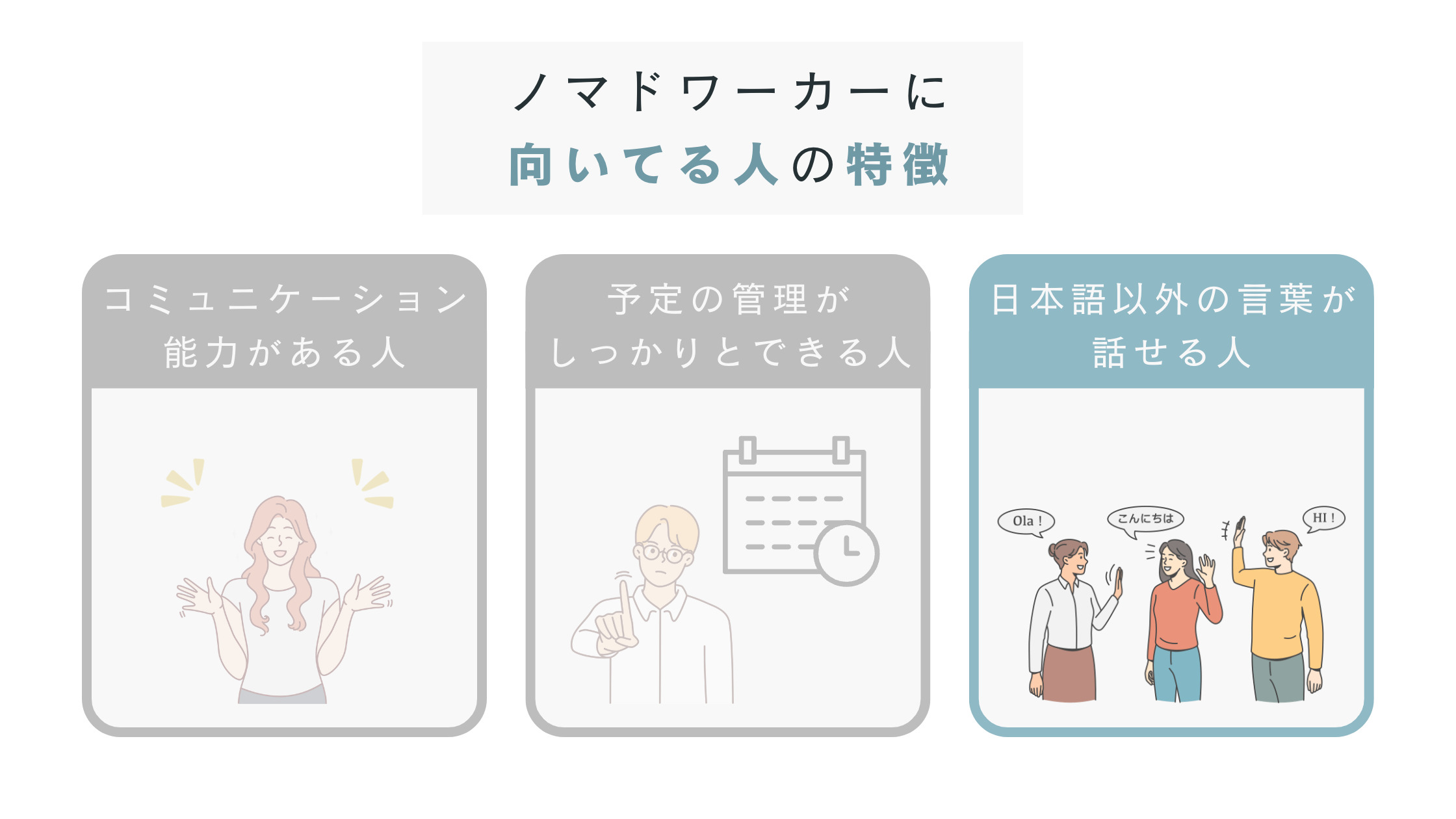 英語など、日本語以外の言葉が話せる人はノマドワーカーに向いている